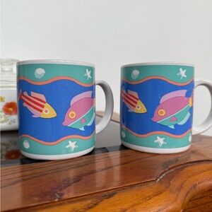 Vintage Colorful Fish Mugs